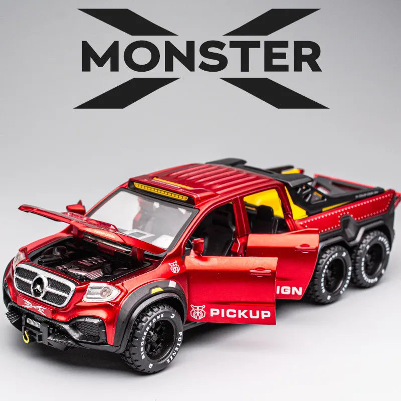 1:28 X-Class 6*6 Wheel Alloy Pickup Car Model Diecast & Toy Metal Off-road Vehicles Car Model High Simulation Red - IHavePaws
