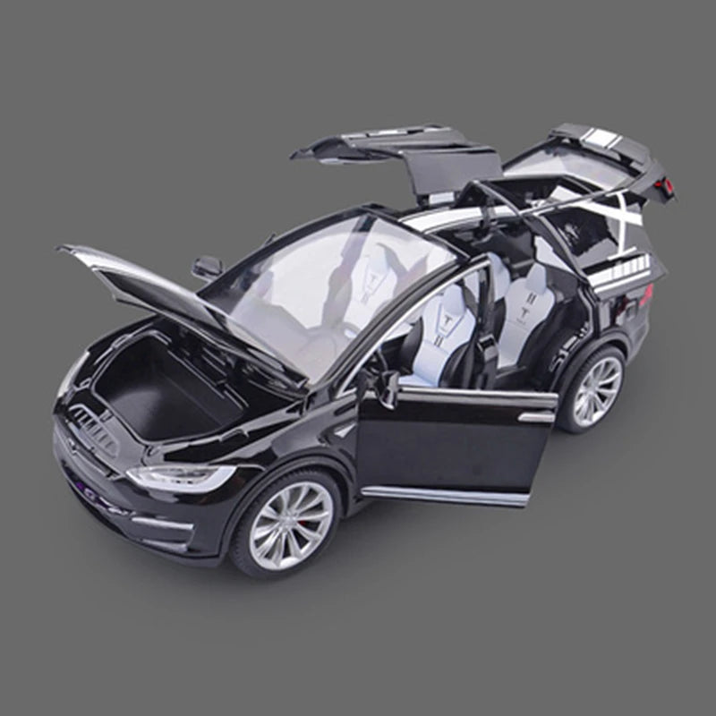 1:20 Tesla Model X Alloy Car Model Diecast Metal Toy Modified Vehicles Car Model Simulation Collection Sound Light Kids Toy Gift Black - IHavePaws