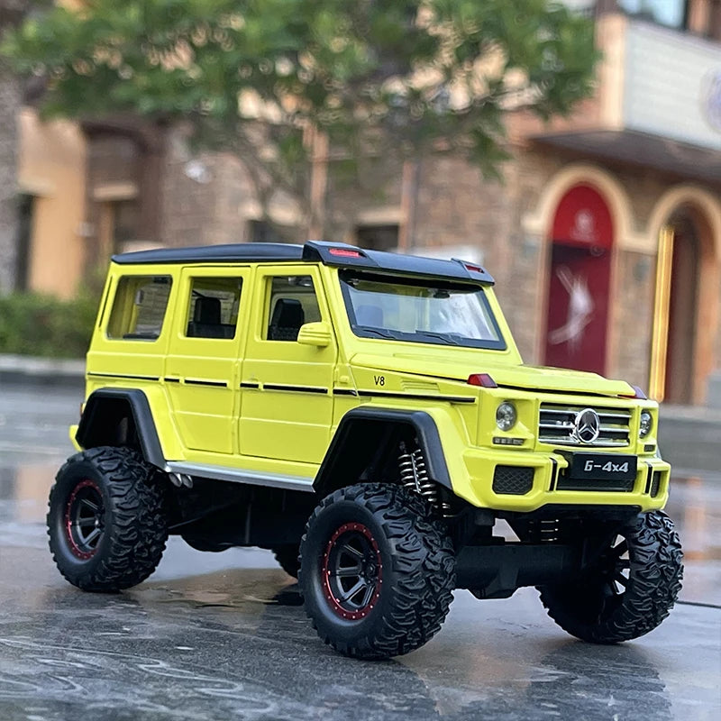 1/24 G500 G65 4*4 Tyre Alloy Car Model Diecasts Metal Toy Off-road Vehicles Car Model High Simulation Sound and Light Kids Gifts Yellow Foam box - IHavePaws