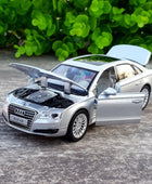 1/32 AUDI A8 Alloy Car Model Diecast & Toy Vehicle Metal Toy Car Model High Simulation Sound Light Collection Childrens Toy Gift Silvery - IHavePaws