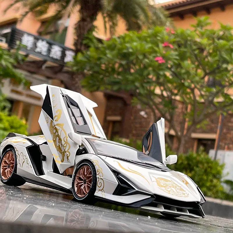 Large Size 1:18 SINA Sports Car Alloy Car Model Diecasts & Toy Vehicles Simulation Metal Car Model Sound and Light Kids Toy Gift Style White - IHavePaws