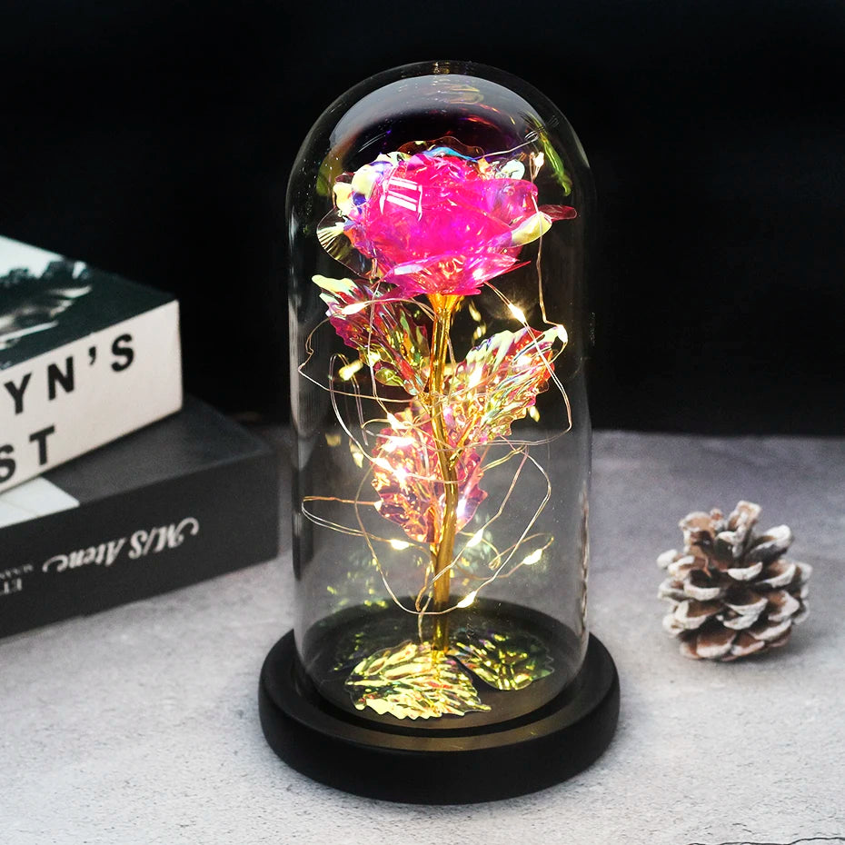 LED "Beauty And The Beast" Enchanted Rose In Glass - Best Romantic Gifts Light Grey - IHavePaws