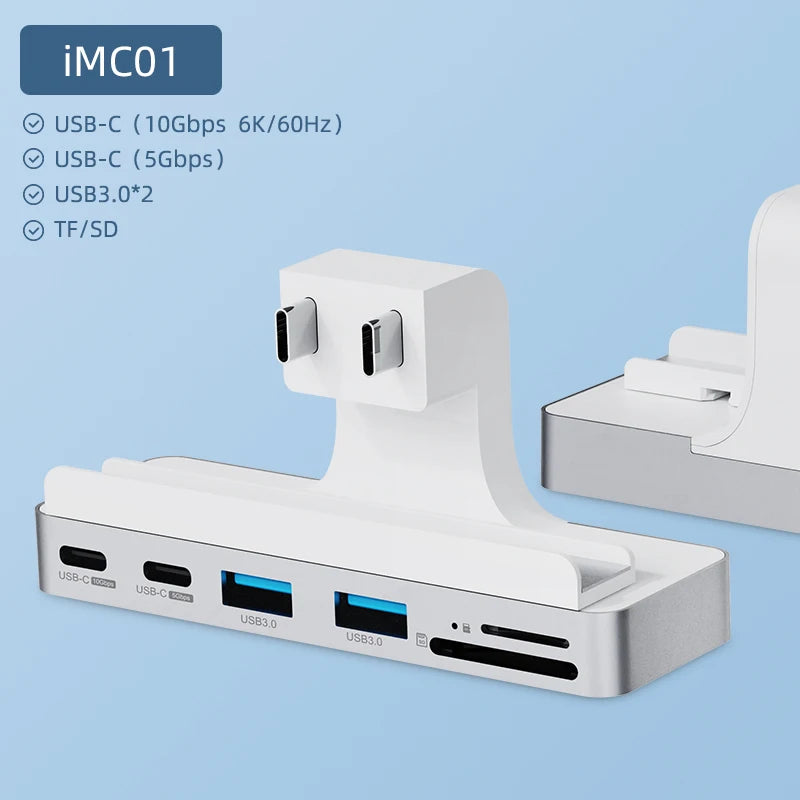 Hagibis USB C Clamp Hub Type-c for 2021 iMac with USB C USB 3.0 Micro/SD Card Reader 4K HD Docking Station iMac Accessories 6in1-Without HDMI - IHavePaws