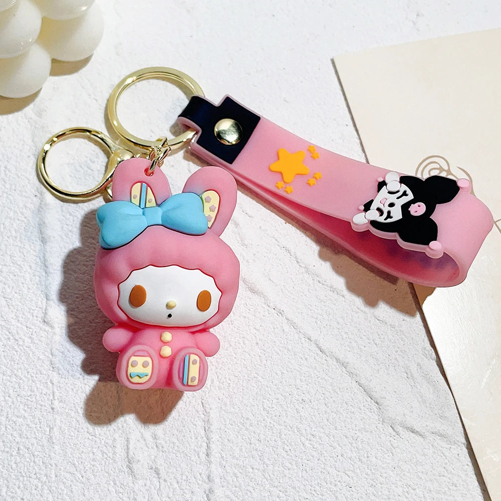 Sanrio Hello Kitty Keychain Cute Cartoon Melody Kuromi Cinnamoroll Doll Pendant Decoration Keyring Jewelry Girl&Child Gifts Toy KTM 28 - ihavepaws.com