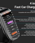 4 IN 1 Car Charger Fast Charging QC3.0 QC4.0 PD3.0 SCP 100W Quick Charge for IPhone 14 13 Samsung Mobile Phone Charger Adapter