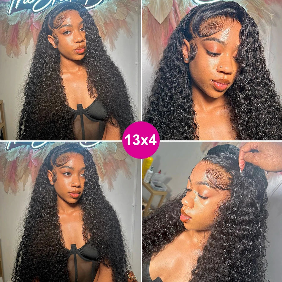 HD Transparent 13x4 Deep Curly Lace Front Human Hair Wigs Deep Wave Glueless Wig Preplucked Wigs Human Hair Ready To Wear Wig