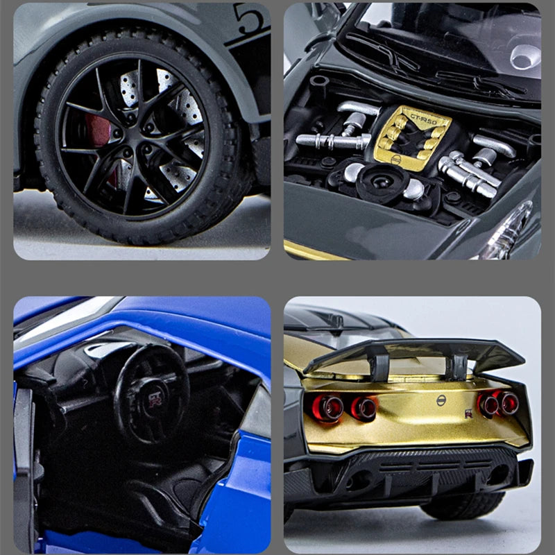 1:32 GTR GTR50 Alloy Sports Car Model Diecasts Metal Toy Racing Car Model Simulation Sound and Light Collection Childrens Gifts - IHavePaws