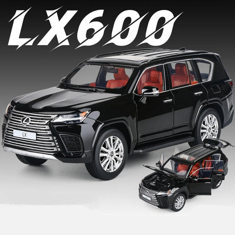 1:32 LX600 SUV Alloy Car Model Diecasts Metal Toy Off-road Vehicles Car Model High Simulation Sound and Light Childrens Toy Gift Black - IHavePaws