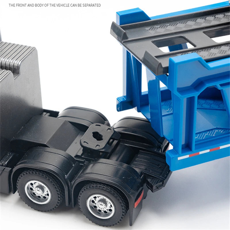 Alloy Large Double Deck Flatbed Trailer Model Diecasts Metal Heavy Semi Trailer Transport Vehicle Truck Car Model Kids Toy Gifts