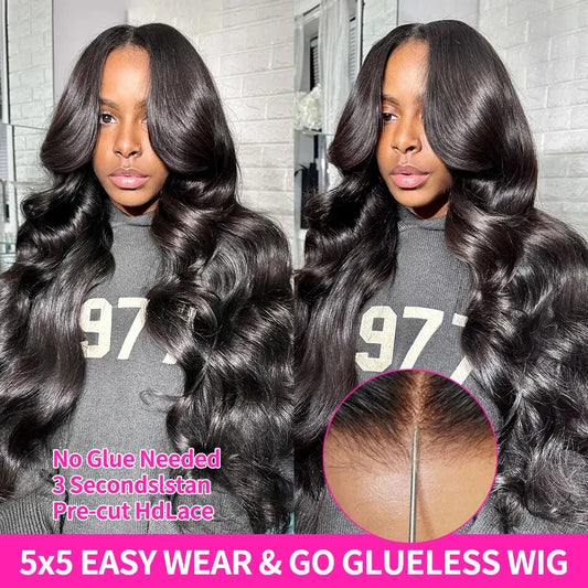 Body Wave Glueless Wig Human Hair 6x4 5x5 Lace Closure Wig Human Hair Ready To Wear Lace Wigs For Women 180% Density Remy Hair