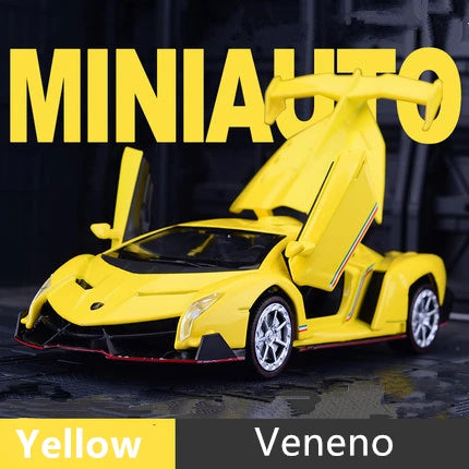1:32 Veneno Alloy Sports Car Model Diecast & Toy Vehicle Metal Car Model Simulation Sound and Light Collection Children Toy Gift Yellow - IHavePaws