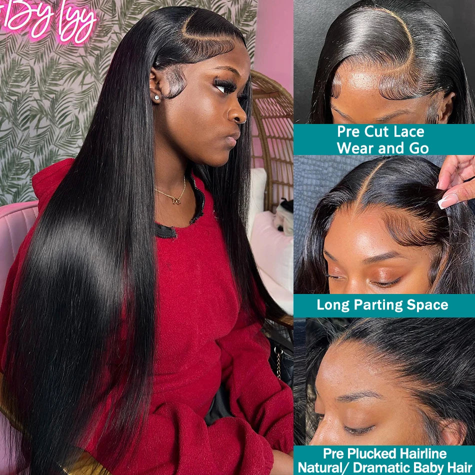 Straight 13x4 13x6 Lace Front Human Hair Wigs Brazilian Bone Straight Lace Frontal Wigs With Baby Hair PrePlucked Wig Remy Hair