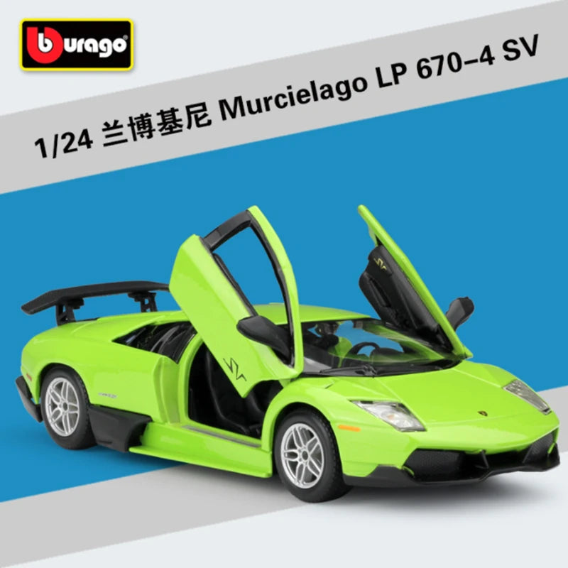 Bburago 1:24 Lamborghini Murcielago LP670-4 SV Alloy Sports Car Model Diecasts Metal Toy Racing Car Model Simulation Kids Gifts - IHavePaws