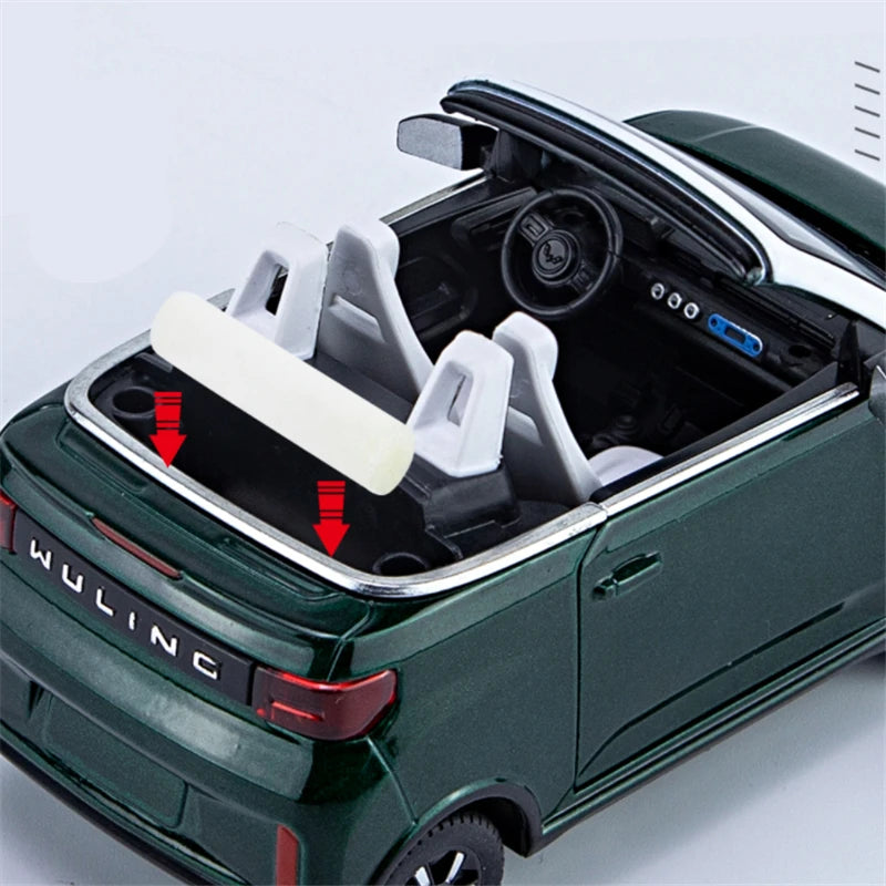 1:24 Wuling MINI EV Alloy New Energy Car Model Diecasts Metal Toy Vehicles Car Model High Simulation Sound and Light Kids Gifts - IHavePaws