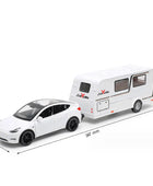 1/32 Alloy Trailer RV Car Model Diecast Metal Recreational Off-road Vehicle Truck Camper Car Model Sound and Light Kids Toy Gift F White - IHavePaws