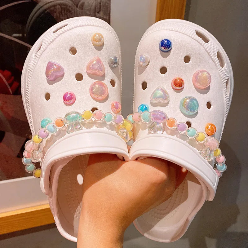 DIY Shoes Charm for Crocs Buckle Diamond Chain Decaration for Crocs Charms Candy-colored Matte Trim Hole Shoe Buttons - IHavePaws