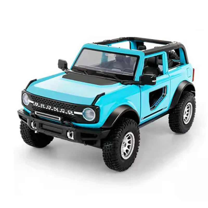1:30 Ford Bronco Lima Alloy Car Model Diecast Metal Off-road Vehicles Car Model Simulation Sound Light Collection Kids Toys Gift Blue - IHavePaws
