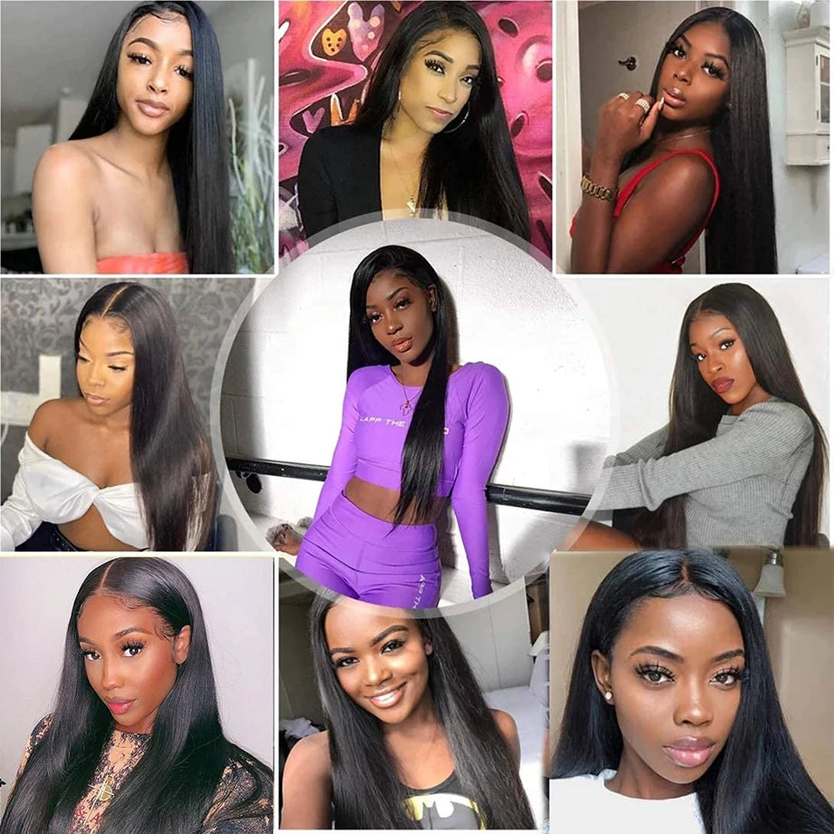 Straight 13x4 13x6 Lace Front Human Hair Wigs Brazilian Bone Straight Lace Frontal Wigs With Baby Hair PrePlucked Wig Remy Hair