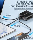 140W GaN Charger 5-Ports USB C PPS PD QC Fast Chargers for 14 13 Pro Max Xiaomi Samsung Laptop Desktop MacBook Charging Station