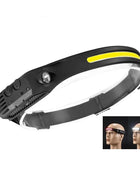Induction Headlamp COB LED Sensor Head Lamp Built-in Battery Flashlight USB Rechargeable Head Torch 5 Lighting Modes Headlight W689-1(White-Red) - IHavePaws