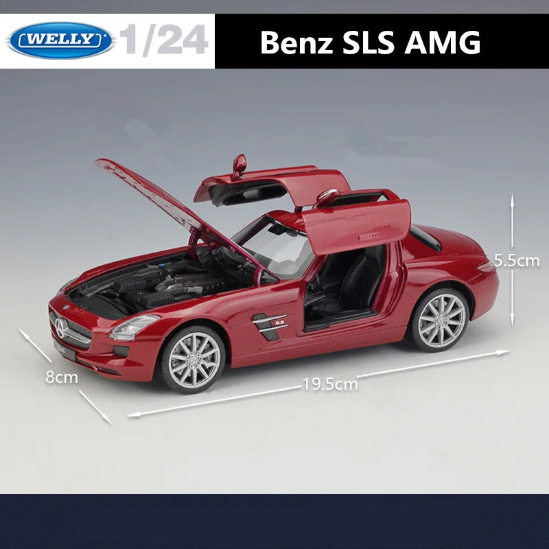 WELLY 1:24 Mercedes Benz SLS AMG Alloy Sports Model Diecasts Metal Racing Car Vehicles Model Simulation Collection Kids Toy Gift - IHavePaws