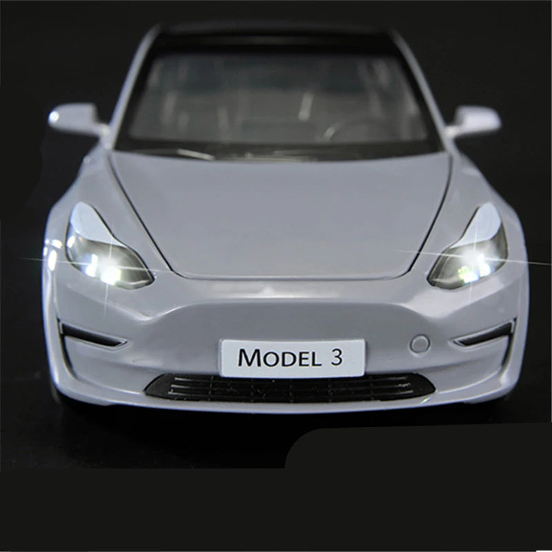 1:24 Tesla Model 3 Model Y Model X Roadster Alloy Car Model Diecast Metal Toy Vehicles Car Model Simulation Sound and Light - IHavePaws