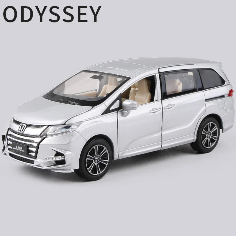 1:32 HONDA Odyssey MPV Alloy Car Model Diecasts & Toy Metal Vehicles Car Model Simulation Collection Sound and Light Kids Gifts Silvery - IHavePaws