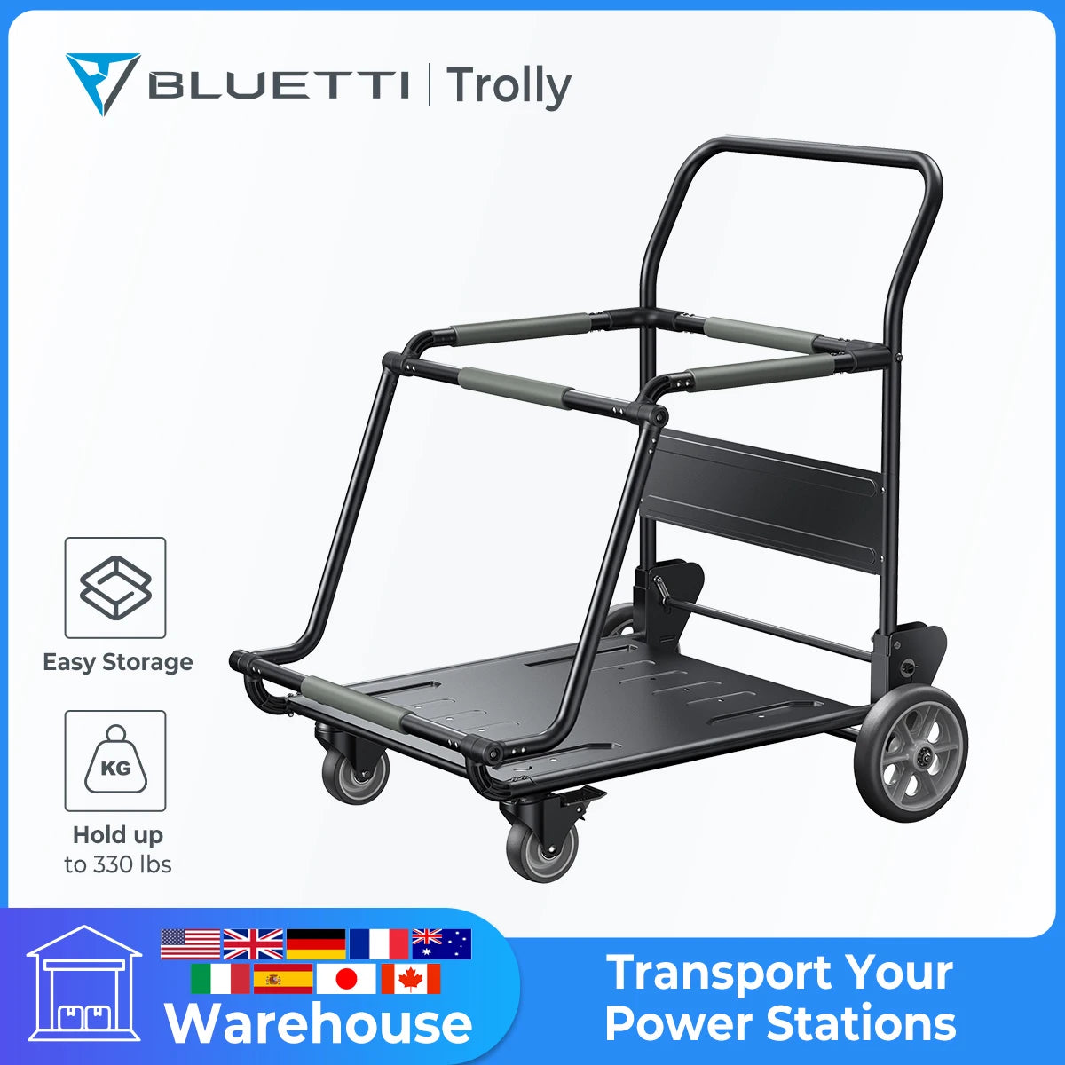BlUETTI Folding Trolley Design For Transport Your Power Stations Up To 330 Lbs Foldable Trolley Carry Your Furniture Gardening - IHavePaws