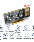 LED Digital Projection Alarm Clock Electronic Alarm Clock with Projection FM Radio (A) White on Gold - IHavePaws