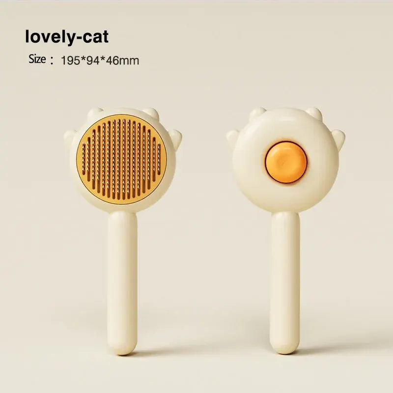 Pet Comb One-Key Hair Removal Cleaning Brush Yellow - ihavepaws.com