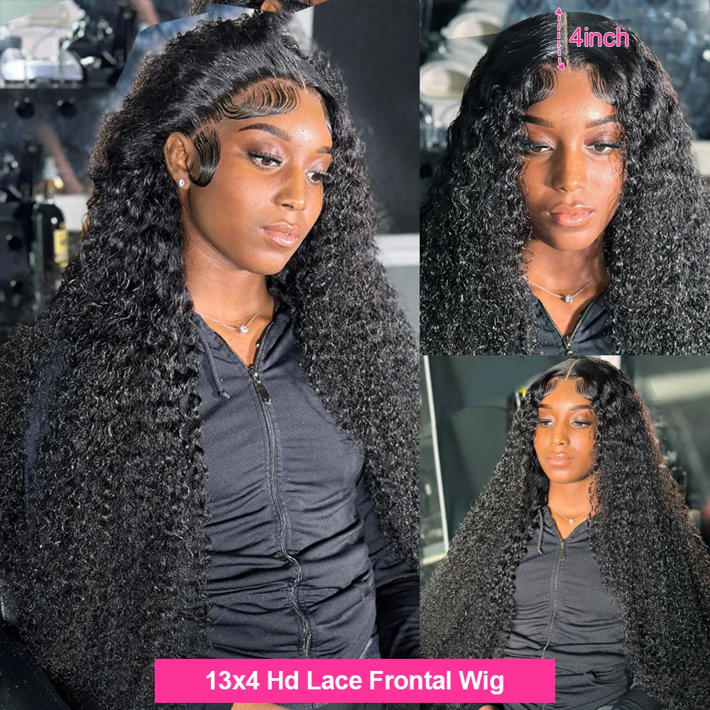 30 32 34 Inch Deep Wave Frontal Wig Transparent 13x4 13x6 Lace Front Human Hair Wigs 4x4 Lace Closure Wig Brazilian Remy Hair