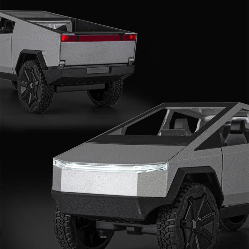 1/24 Tesla Cybertruck Pickup Alloy Car Model Diecasts Metal Toy Off-road Vehicles Truck Model Simulation Sound Light Kids Gifts - IHavePaws