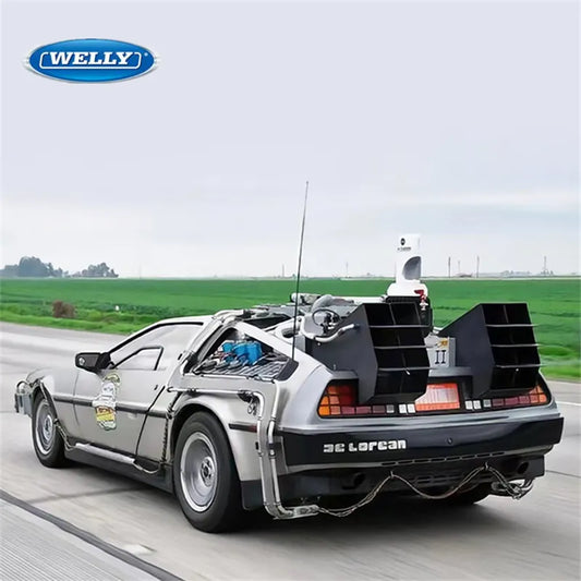 Welly 1:24 DMC-12 DeLorean Time Machine Back to the Future Car Model Diecast Metal Car Model Simulation Collection Kids Toy Gift - IHavePaws