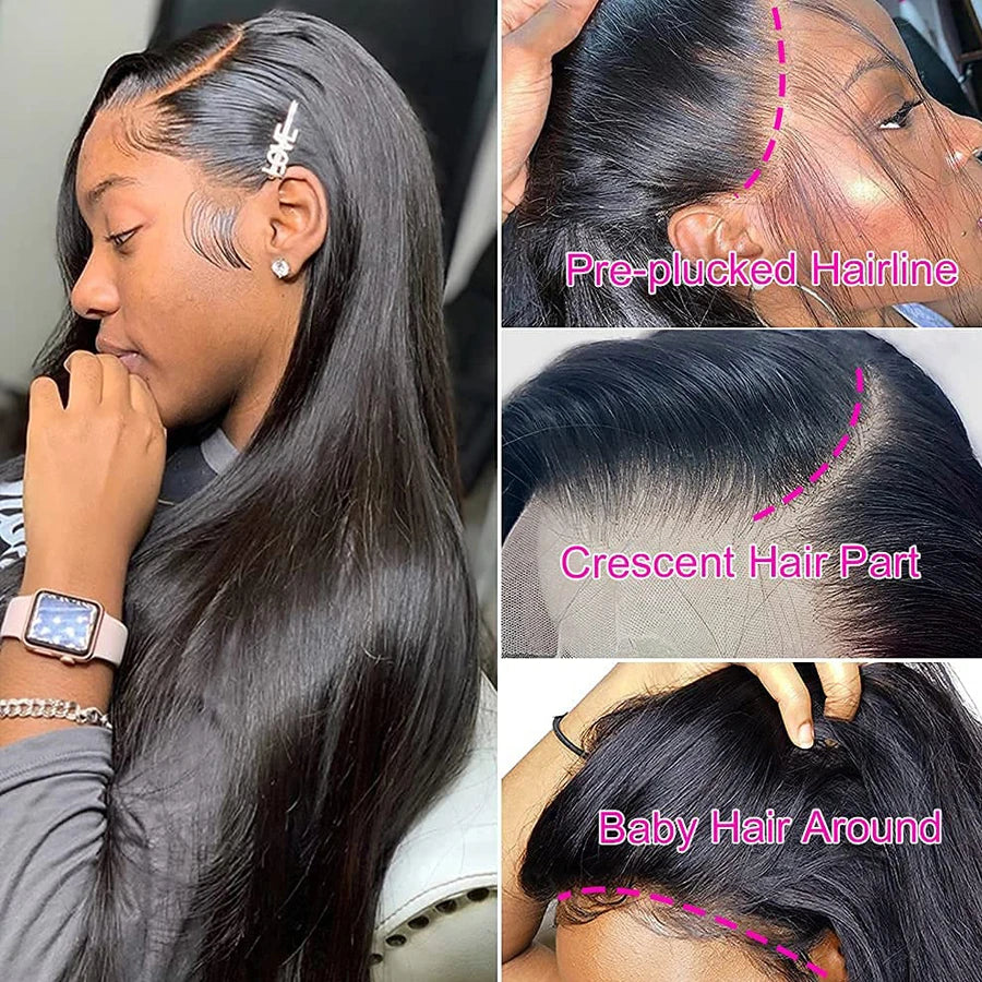 Wear To Go Glueless  6x4/5x5 Wig 34 36 Inch Bone Straight Wig Human Hair Pre plucked  Transparent Lace Front Wig For Black Women