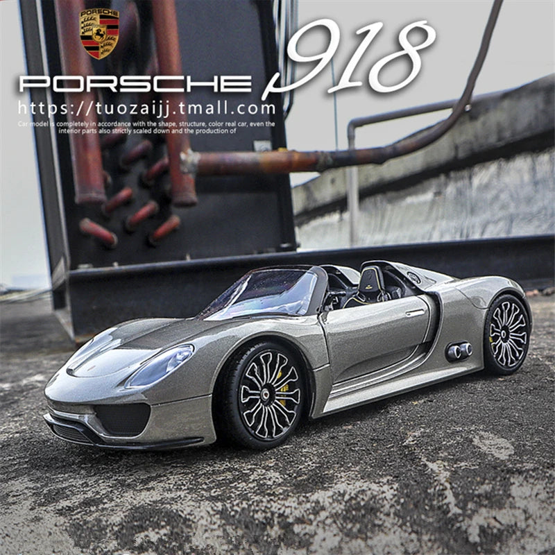 WELLY 1:24 Porsche 918 Spyder Alloy Sports Car Model Diecast Metal Toy Racing Car Model Simulation Collection Gray 2 - IHavePaws