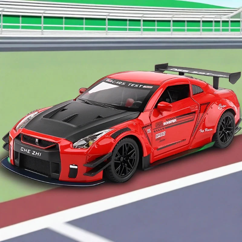 1:24 Skyline Ares Nissan GTR R34 R35 Alloy Sports Car Model Diecast Metal Racing Car Model Simulation Sound Light Kids Toys Gift Red A - IHavePaws