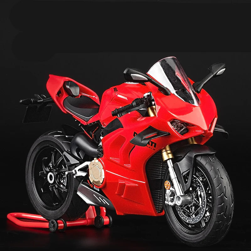 Large Size 1/9 Ducatis Panigale V4S Alloy Racing Motorcycle Simulation Diecast Metal Street Motorcycle Model With Light Kid Gift