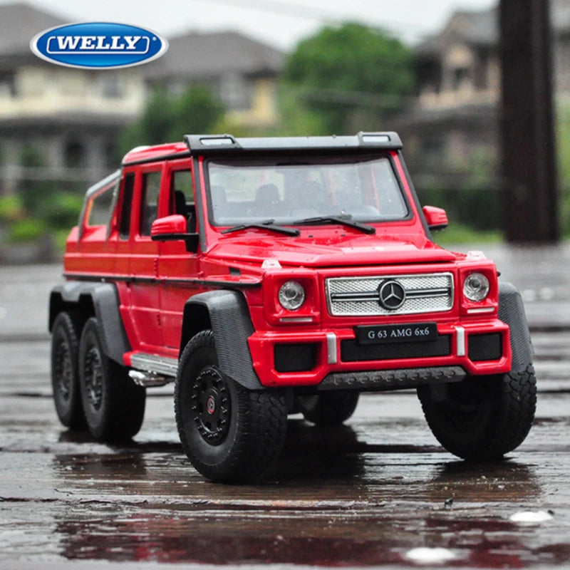WELLY 1:24 Mercedes-Benz G63 AMG 6*6 Alloy Car Model Diecasts & Toy Metal Off-Road Vehicles Red - IHavePaws