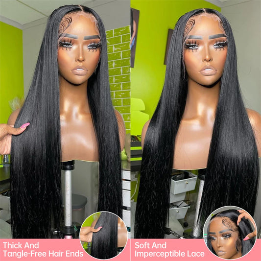 Transparent 360 Full Lace Frontal Wig 4x4 Lace Closure Wig Straight 13x6 13x4 Lace Front Human Hair Wigs For Black Women 180%