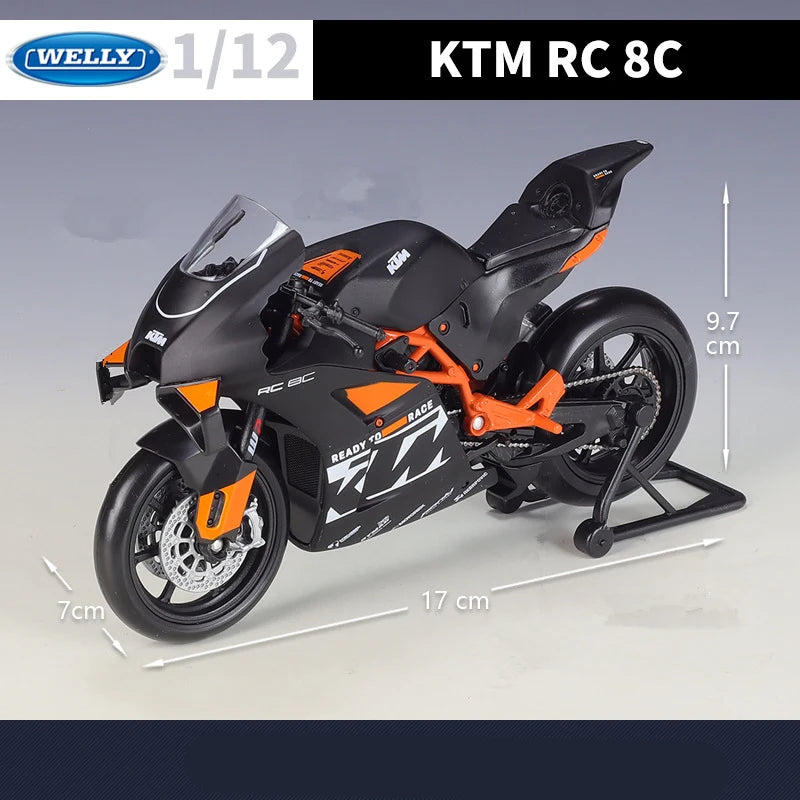 Welly 1:12 KTM RC 8C Alloy Road Racing Motorcycle Model Diecast Metal Street Sports Cross-country Motorcycle Model Children Gift