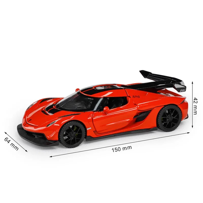 1:32 Koenigsegg Jesko Attack Alloy Sports Car Model Diecast Metal Racing Super Car Vehicles Model Sound and Light Kids Toys Gift Red - IHavePaws