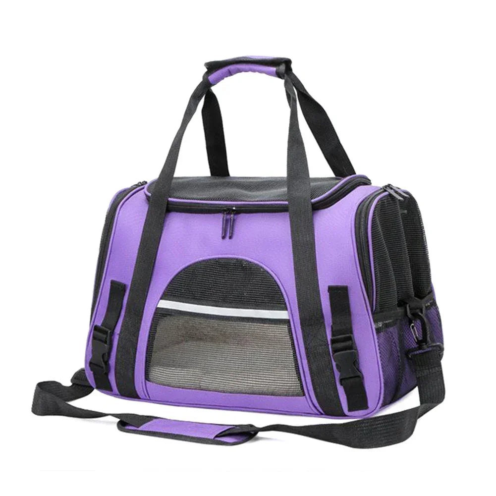 Dog Carrier Bag With Thick Cotton Cushion Pet Aviation Backpack Anti-suffocation Purple - IHavePaws