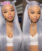 Silver Gray Lace Front Human Hair Wigs Transparent 13x4 Lace Straight Lace Frontal Wig For Wome Remy Wig MYLOCKME