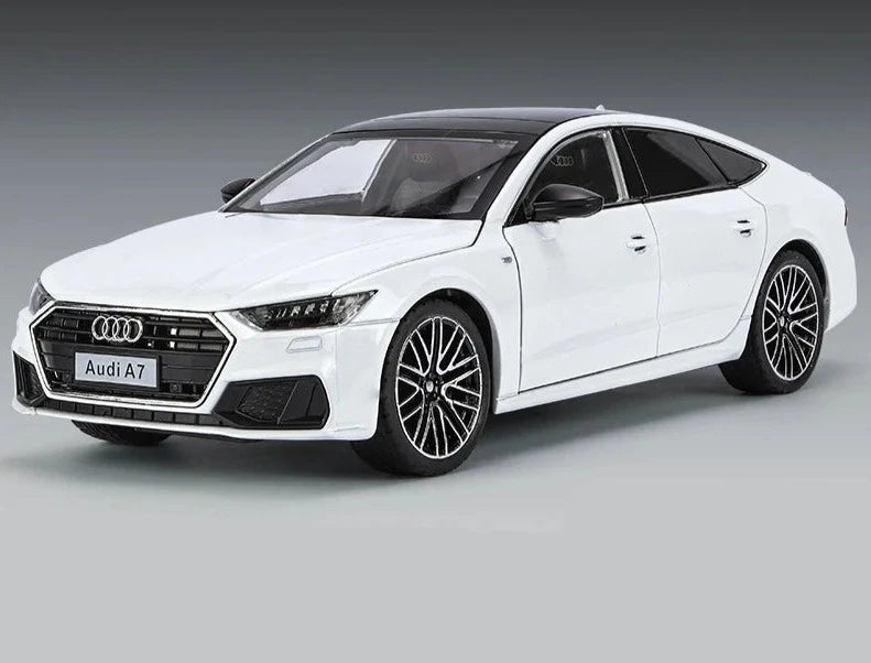 1:24 AUDI A7 Coupe Alloy Car Model Diecast Metal Toy Vehicle Car Model High Simulation Sound and Light Collection Childrens Gift White - IHavePaws