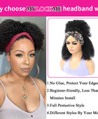 Headband Hair Woman Afro Kinky Curly Wig 200% High Denisty Brazilian Remy Hair Fast-Installing Full Machina Natural MYLOCKME