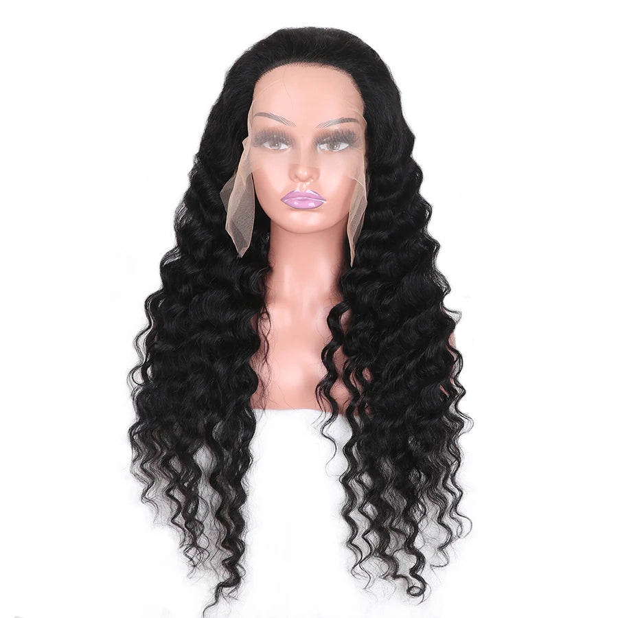 30 32 34 Inch Deep Wave Frontal Wig Transparent 13x4 13x6 Lace Front Human Hair Wigs 4x4 Lace Closure Wig Brazilian Remy Hair