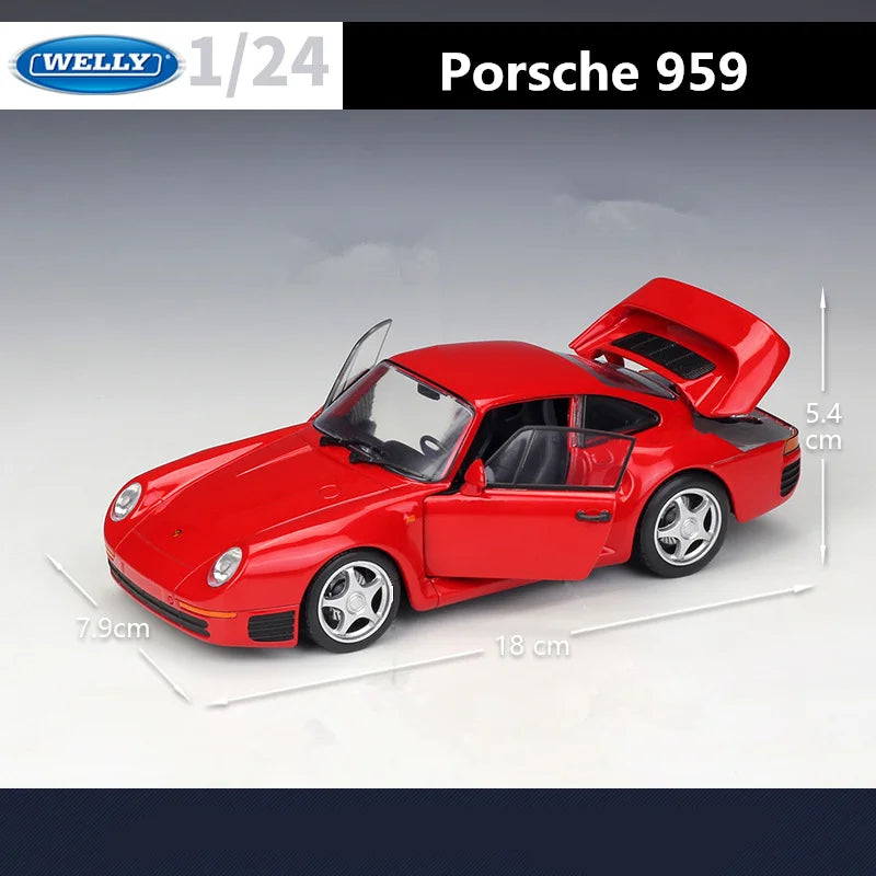WELLY 1:24 Porsche 959 Alloy Classic Sports Car Model Diecast Metal Toy Vehicles Car Model Simulation Collection Childrens Gifts