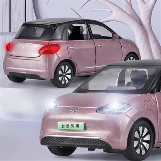 1:32 Wuling BINGO Alloy New Energy Car Model Diecast Metal Toy Mini Vehicles Car Model Simulation Sound and Light Childrens Gift - IHavePaws