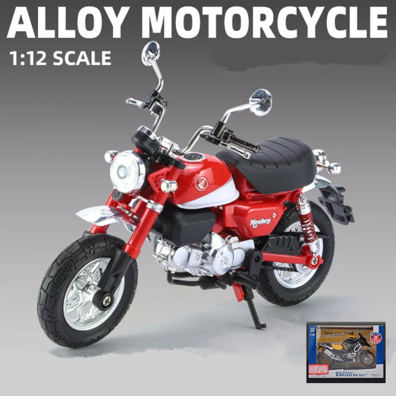 1:12 Honda Monkey 125 Alloy Sports Motorcycle Model Diecast Red retail box - IHavePaws