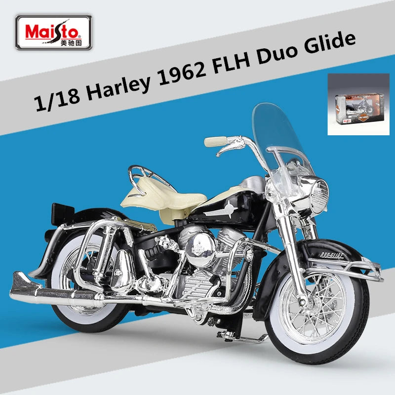 Maisto 1:18 Harley 1962 FLH Duo Glide Alloy Cruise Motorcycle Model Diecasts Metal Street Motorcycle Model Collection Kids Gifts - IHavePaws